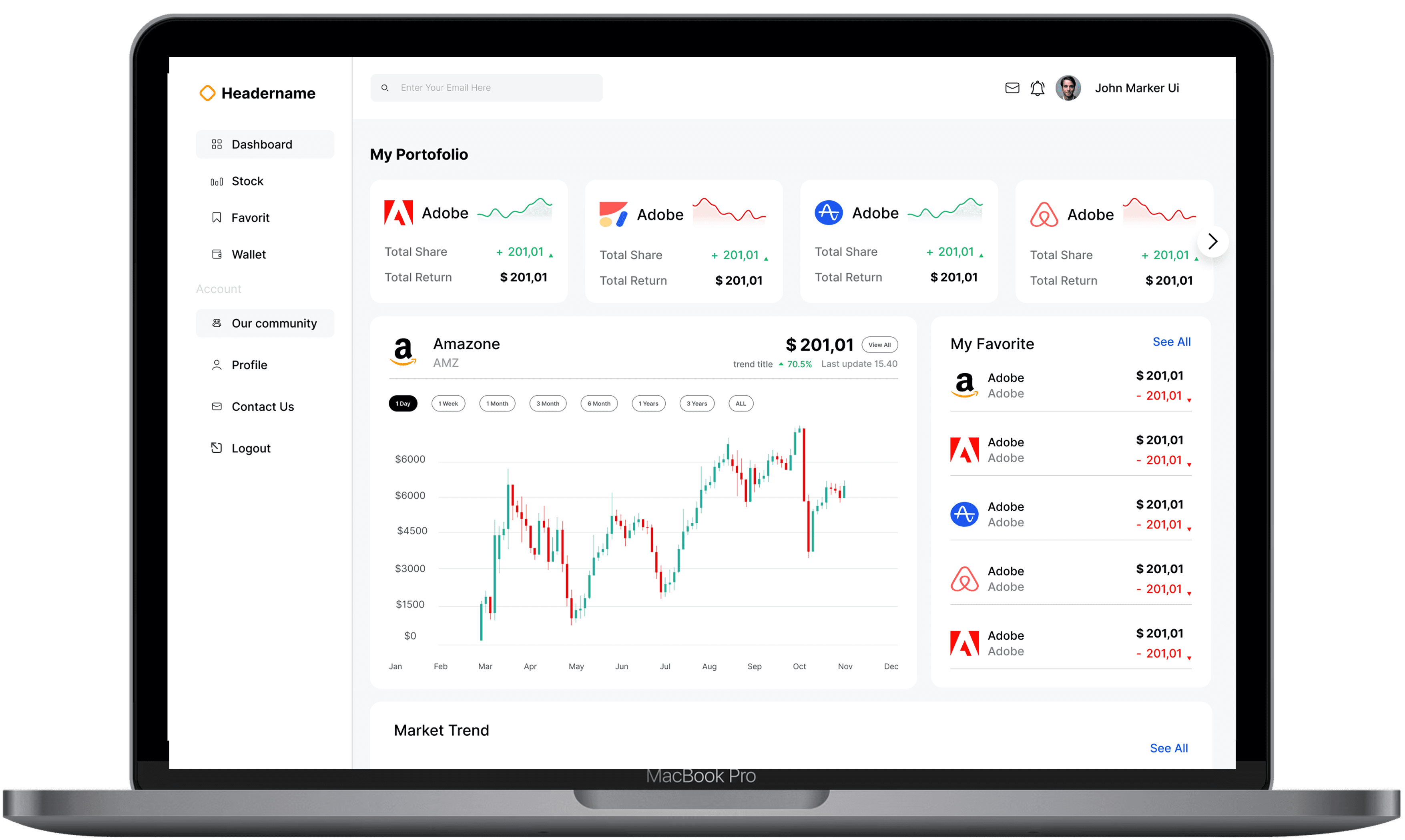 Blockchain Stocks dashboard on a laptop